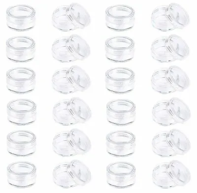£2.49 • Buy Clear Round Travel  Sample Pots Jars Pieces Round Containers 5ml With Clear Lids