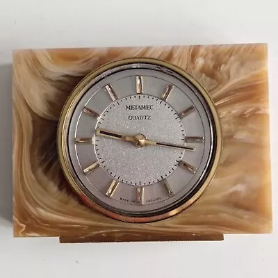 Vintage Metamec Mantel Desk Shelf Standing Clock Quartz Marble Effect 15/11/4 Cm • $17.81