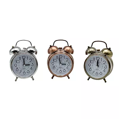 $19.95 • Buy 1x Metal Twin Bell Alarm Clock Loud Clocks Vintage Bedside Analogue Table 