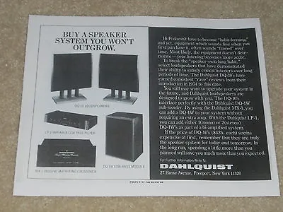 Dahlquist DQ-10 LP-1 DQ-1W MX-1 Advertisement 1976 1 Page Article • $9.99