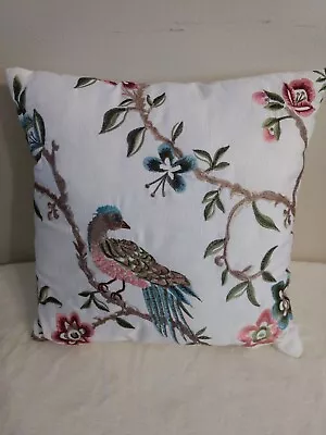 Embroidered Peacock And Floral Throw Pillow Multicolored 15 X 15  Martha Stewart • $44