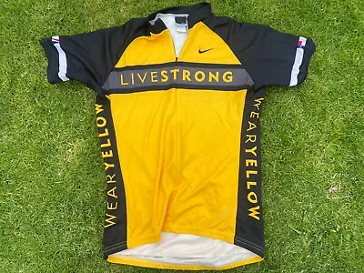 Nike Livestrong Yellow Bicycle Cycling Jersey Men's Large • $14.95