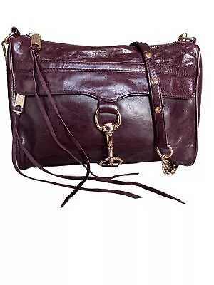 Rebecca Minkoff Burgundy Leather Cross Bag & Duster W/rose Gold Tone Hardware • $75