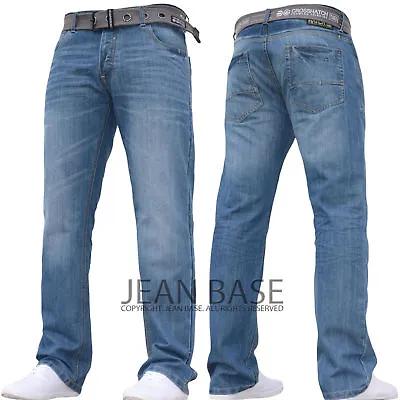 £19.98 • Buy Mens Crosshatch Straight Leg Dark Blue Jeans All Waist Sizes Techno Wako