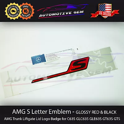 2019 AMG S Letter Trunk Emblem Glossy Red Black Badge C63S GTS GT63S GLC63S E63S • $24.99