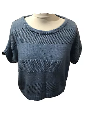 Ladies  BHS VANILLA SANDS  Blue Short Sleeved Jumper U.K. 14 T6972 • £7.49