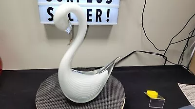 Murano Art Glass--large White Ribbon Swan--elio Raffaeli Design--vintage--l@@k!! • $65