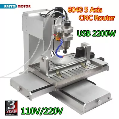 5 Axis 6040 2200W CNC Router USB MACH3 3D Cutting Drill Engraver Milling Machine • $3830