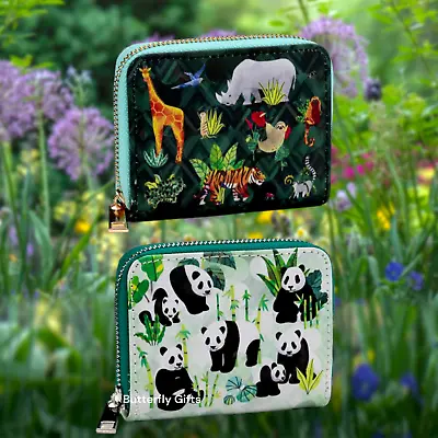 Ladies Zip Around Small Wallet Purse Animal Kingdom Pandas Zoo Animals 2 Designs • £6.95