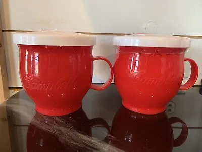 Campbells Soup Microwave Mug Micro-Cup Red Plastic Set Of 2 NEW • $22