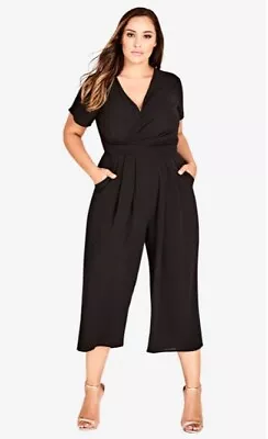 $39.99 • Buy City Chic Ladies Asplice Short Sleeve Jumpsuit Sizes 20 Large Colour Black