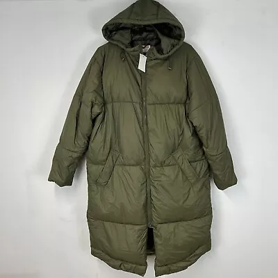 John Lewis Anyday Puffa Long Coat Khaki Green - XL - RRP£86 58” Bust 41” Long • $152.59