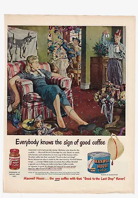 Maxwell House Print Ad Coffee Advertising Vintage 1950s Sign Of Good Coffee • $11.99