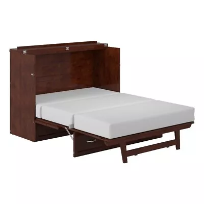 Northfield Full Solid Wood Modern Murphy Bed Chest With Mattress In Walnut • $1324.75