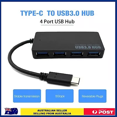 Multi USB 3.0 Hub 4 / 1 Port High Speed Slim Expansion Smart Splitter Type-C • $5.45