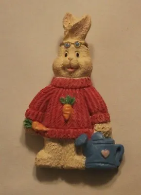 Bunny Rabbit Carrot Gardener With A Watering Can Wearing A Sweater Resin Pin • $6.99