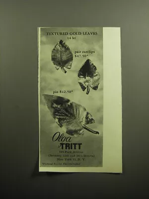 1958 Olga Tritt Jewelry Ad - Textured Gold Leaves • $19.99