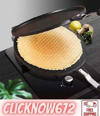 Hztyyier Egg Roll Maker Pan Waffle Cone Maker Pan Aluminum Alloy Gas Non-Stick • £29.09