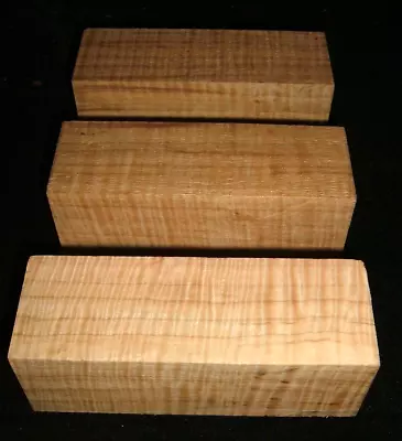 (3) 2x5-3/4 Curly Figured Tiger Maple Turning Wood Blank Squares Lathe 5855n • $33