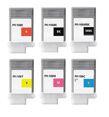 6 X Ink Set For Canon IPF6300s IPF6400s IPF6400SE/PFI-106 MBK BK R C M Y Ink • $395.74