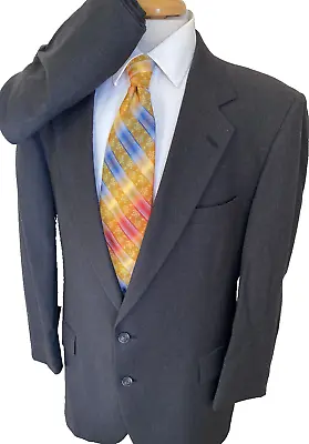 Vintage Nino Cerruti Sz 42R Dark Gray Wool Suit Sport Coat Jacket Pants 36 X 30 • $34.99