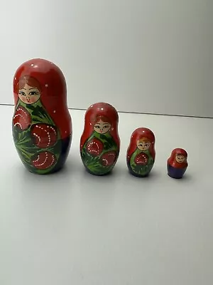 Russian Nesting Babushka Matryoshka Hand Paint Wooden Dolls Set 4 Piece • £5.80