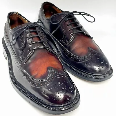 $189 • Buy Bostonian SHELL CORDOVAN Burgundy V-CLEAT Longwings Derbies Brogues Men's 8.5D