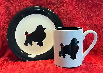 J.willfred Leslie Sattler Midnight Black And White Poodle Mug And Plate • $9.99