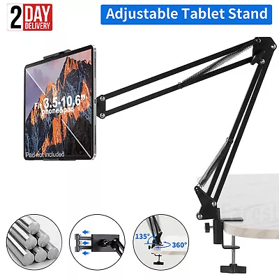 360° Tablet Phone Holder Stand Long Arm Mount Flexible Universal Lazy Bed Desk • £9.59