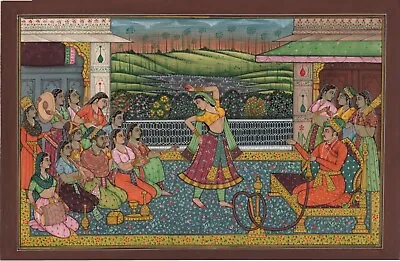 Mughal Indian Painting Handmade Moghul Miniature Romantic Garden Watercolor Art • $249.99