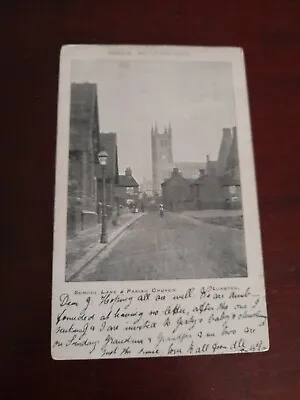 Old Postcard School Lane & Parish Church Longton (Wm J. B.Blake) • £18