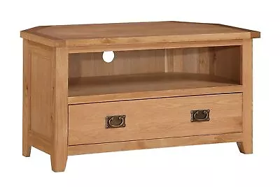 Corner TV Unit Stand Cabinet Storage Entertainment Table Stirling Solid Oak • £295.99