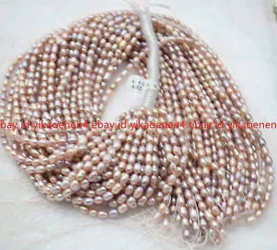 1 Strand Fine Natural 4-5mm Freshwater Cultured Rice Pearl Loose Beads 15'' AAA • £11.99