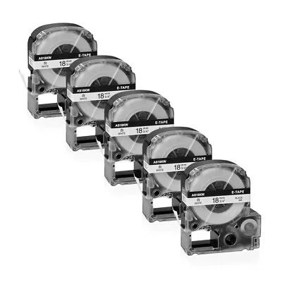 5PK Black On White 3/4  Label Compatible For K-Sun 218BW Epson 218BWPX PX Tape • $13.19