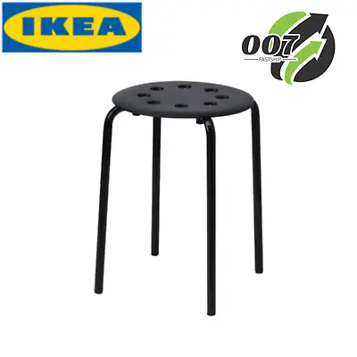 IKEA MARIUS Stool Black 17 3/4  Alloy Steel Kitchen Bar Dining Stackable Stool • £23.02