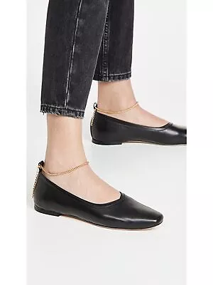 STAUD Womens Black Chain Maeve Square Toe Block Heel Slip On Ballet Flats 38 • $79.99