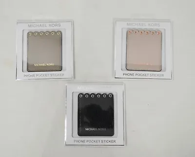 Michael Kors Leather Phone Pocket Sticker/Phone Card Holder InTruffle/Black/Pink • $16