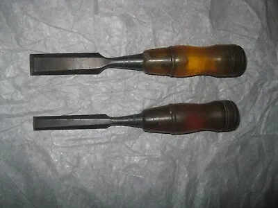 Vintage Stanley Bevel  Edge Wood Chisels (2) - No. 60  1/2  & 3/4  Inch • $15