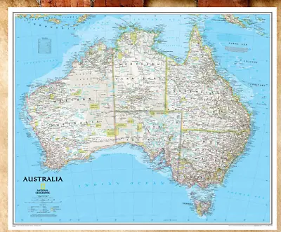 $59.90 • Buy Multi-Size Premium Large Australian Map Educational Poster Detailed Wall Print 