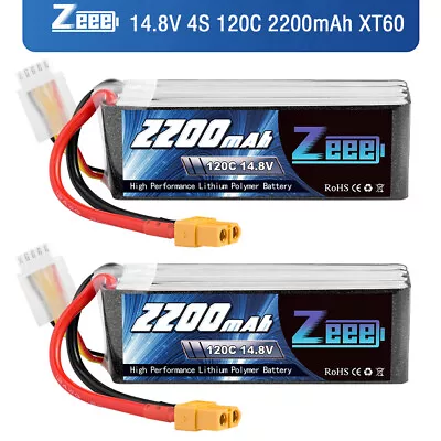 2x Zeee 4S Lipo Battery 14.8V 2200mAh 120C XT60 Plug For RC Car Drone Helicopter • $60.99