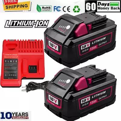 Lithium-ion 12000mAh Replacement Battery For Milwaukee 18V Battery 48-11-1860 • $130