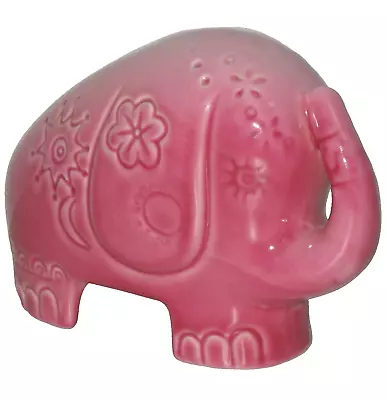 Pink Elephant Piggy Bank Ceramic Trunk Raised MCM Mid Century Modern Vintage  • $29.51