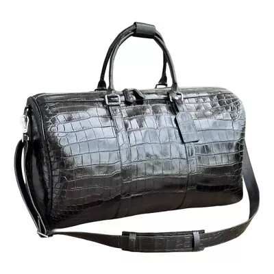 Luxury Crocodile Alligator Belly Leather Black Duffle Bag Travel Bag Sport Bag • $980