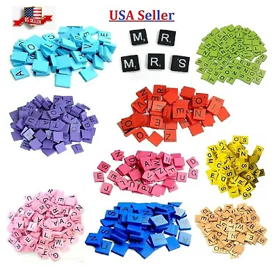 500 Scrabble Wood Tiles Sets 100-500 Pieces Letters Wooden Crafts Art Pendents • $6.49