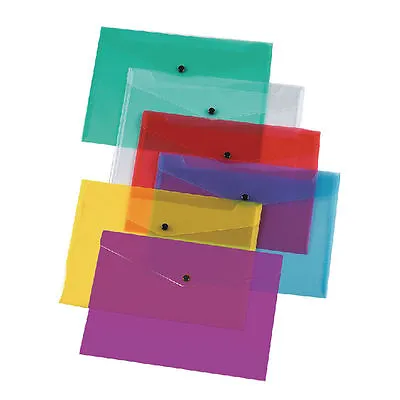 A4 Plastic Stud Closing Document Wallets Files Folders Assorted Colour Choice • £159