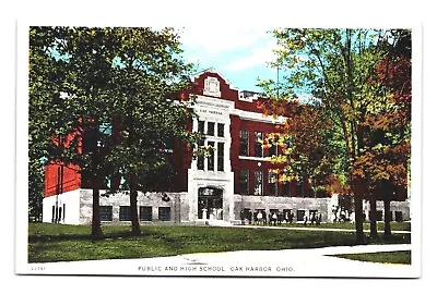 Oak Harbor Ohio Public & High School Old Building Postcard (e-22)   • $7.05
