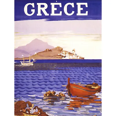 Painting Postcard Grece Greece Greek Coast Ship Sail New Fine Art Print Poster P • £11.99