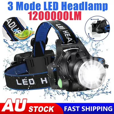 1200000LM Head Torch Headlight CE Camping Headlamp USB Rechargeable Waterproof • $21.49