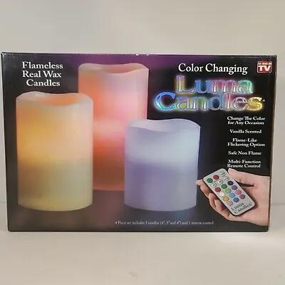 Luma Candles Flameless Real Wax LED Color Changing W/ Remote Vanilla Scented New • £19.26