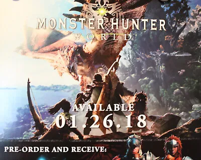 Vintage 2017 XBOX PS4 MONSTER HUNTER WORLD 22x28 GAMESTOP POS POSTER A3 • $49.99